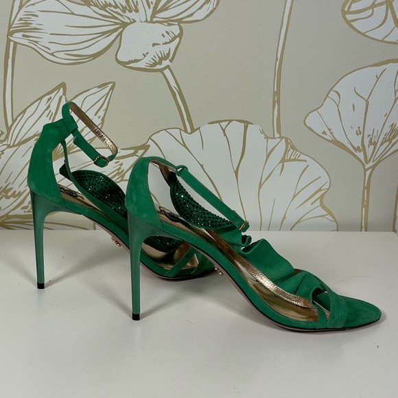 Cynthia Richard “Florence” Emerald Green Crystals Stiletto Heels Sandals -Size 8 - Picture 10 of 13